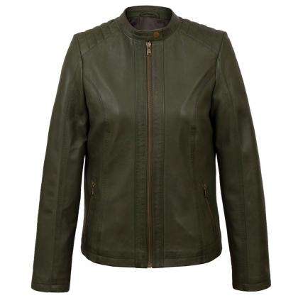 Women’s Olive Green Leather Jacket