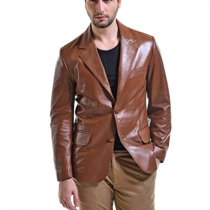 Men’s Brown Leather Blazer