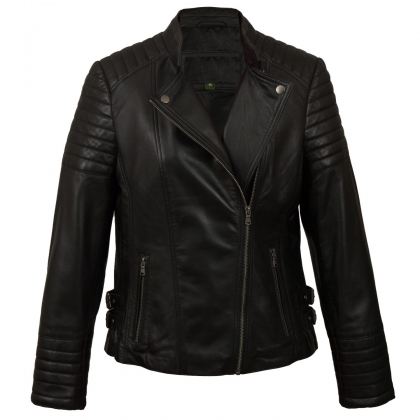 Women’s Black Leather Biker Jacket