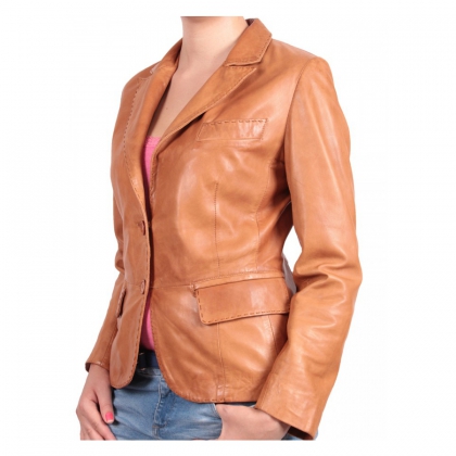 Women’s Tan Leather Blazer