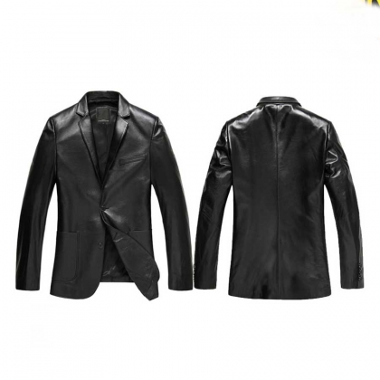 Men’s Black Leather Blazer