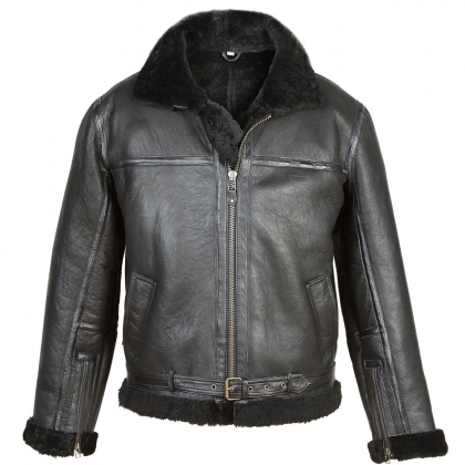 Black Shearling Leather Jacket