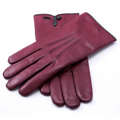 Men's Burgundy Leather Gloves