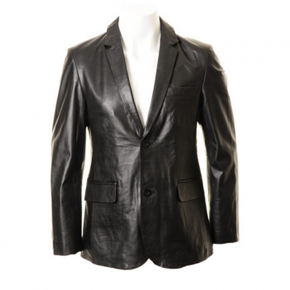 Men’s Black Leather Classic Blazer