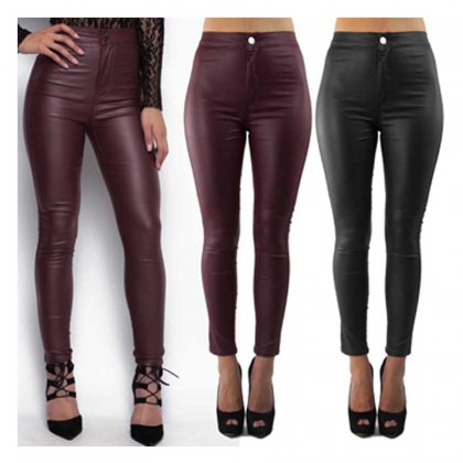 Women's High-Waist Skinny Faux Leather Jeggings