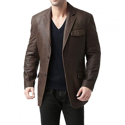 Men’s Dark Brown Leather Blazer