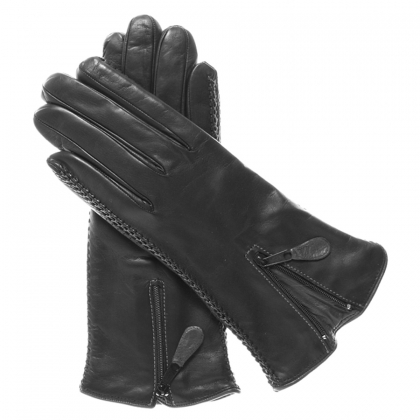 Men's Braided Trim Leather Gloves