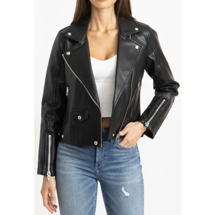 Women’s Black Leather Motorcycle Jacket