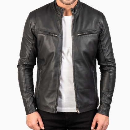 Men’s Slim Fit Black Leather Jacket