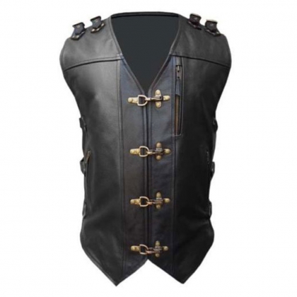 Men's Gothic Hook-Clasp Leather Vest