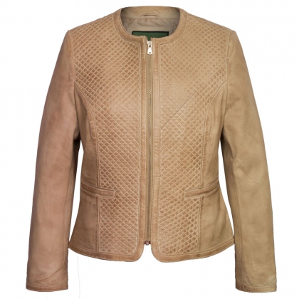Women’s Tan Quilted Leather Jacket