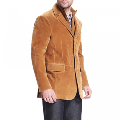 Men’s Tan Suede Leather Blazer