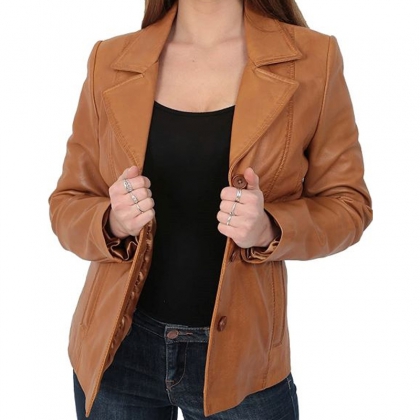 Women’s Tan Leather Blazer