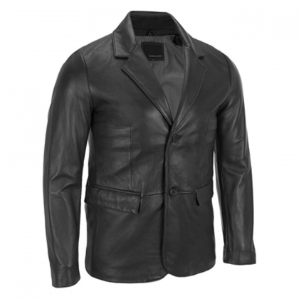 Men’s Classic Black Leather Blazer