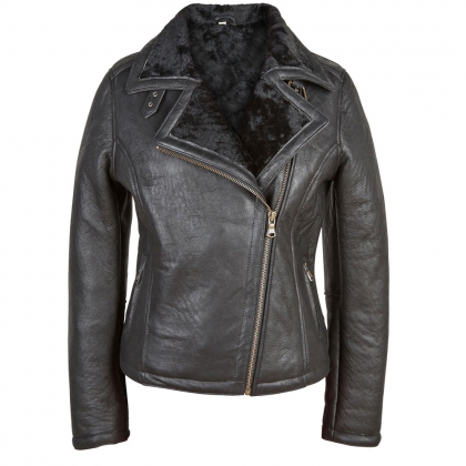Women’s Black Shearling Moto Jacket