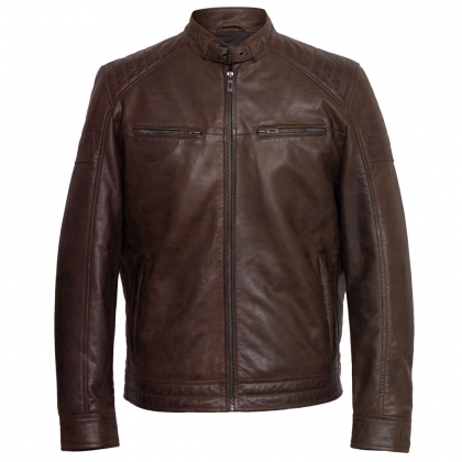 Men’s Brown Leather Biker Jacket