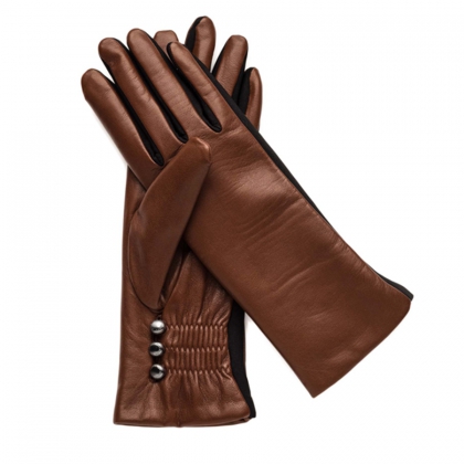 Women's Button-Cuff Leather Gloves