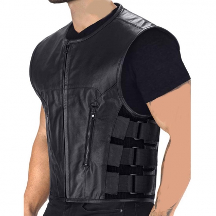 Men's Tactical Style Leather Vest