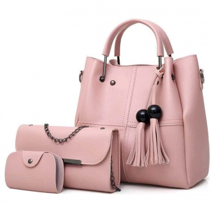 Pink 3-Piece Handbag Set