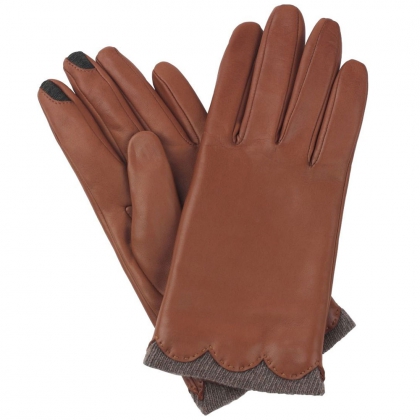 Women's Scalloped Cuff Leather Gloves