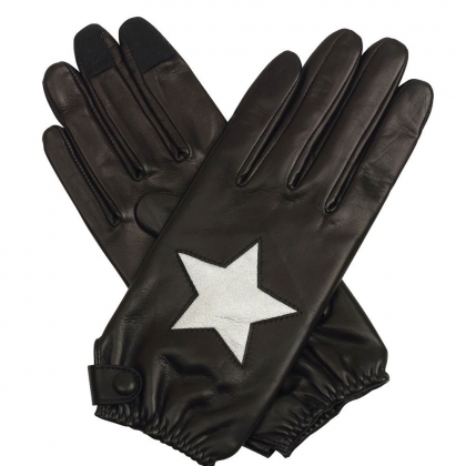Women's Star-Patch Leather Glovess