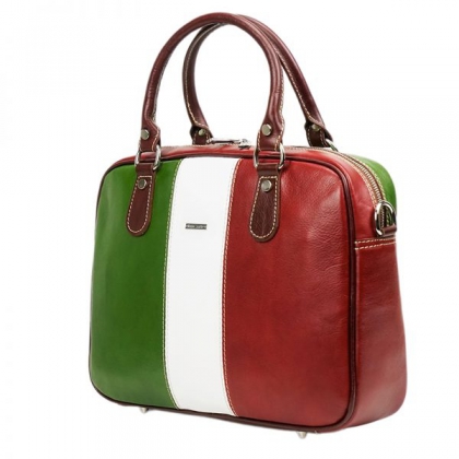 Tricolor Striped Leather Handbag