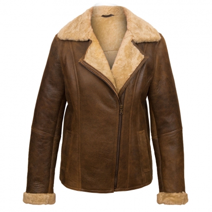 Women’s Brown Shearling Leather Jacket